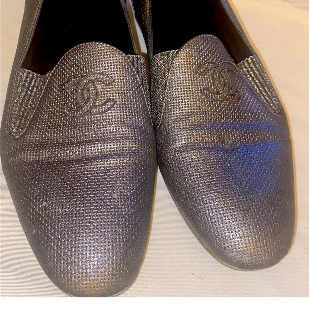 Silver Chanel Loafers